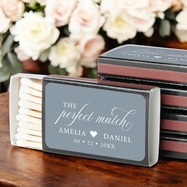 The Perfect Match Dusty Blue Wedding Matchbox (Creator Uploaded)