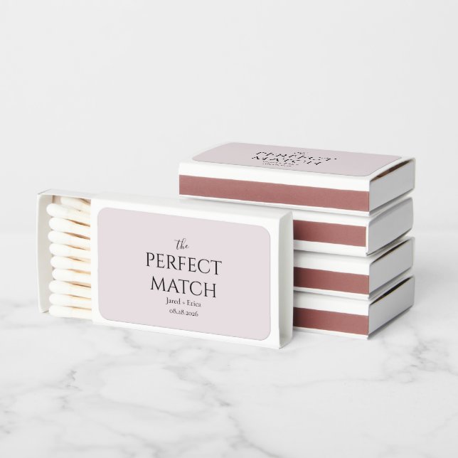 The Perfect Match Dusty Lilac Wedding Matches (Stacked)