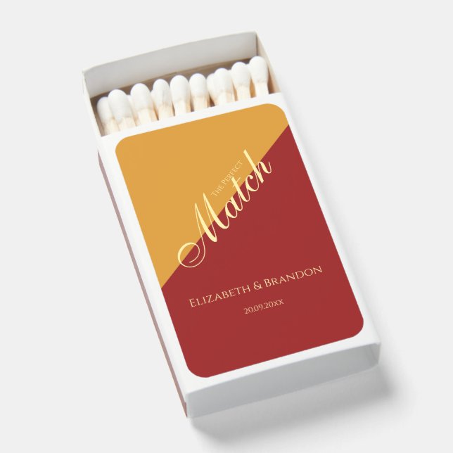 The Perfect Match Elegant Bicolor Wedding Matchbox (Front Open)