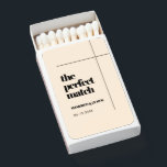 The perfect match Elegant & chic wedding matchbox<br><div class="desc">The perfect match: a cute and practical wedding favors for your guests. Minimalist yet striking: adopt this slightly retro elegant typographic design for your wedding stationery. Fully customizable text,  colors and backgrounds.</div>