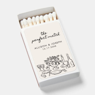 The Perfect Match Elegant Doodle Wedding Favor