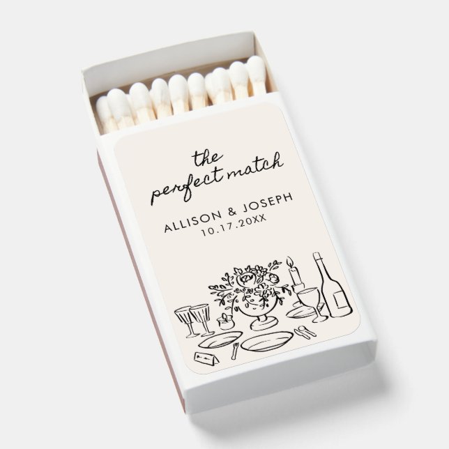 The Perfect Match Elegant Doodle Wedding Favor (Front Open)