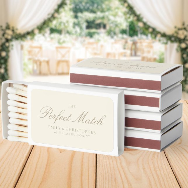 The Perfect Match Elegant Ivory Wedding Matchboxes (Creator Uploaded)