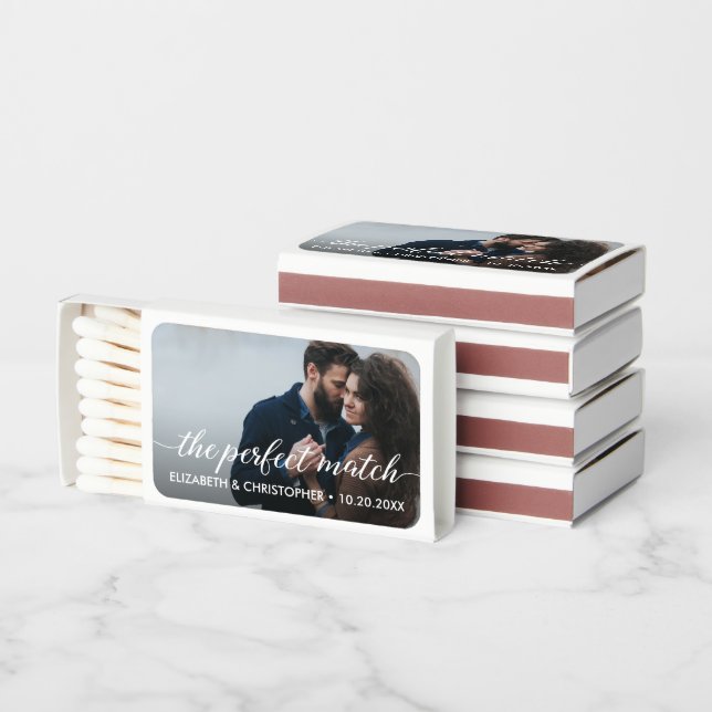 The perfect match Elegant photo wedding favor (Stacked)