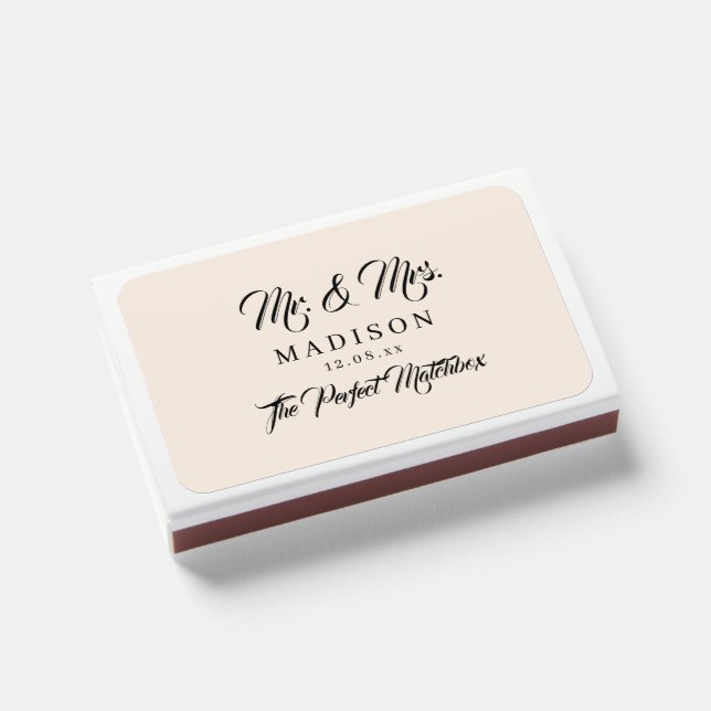 The perfect match Elegant wedding favors matchbox (Front Closed)