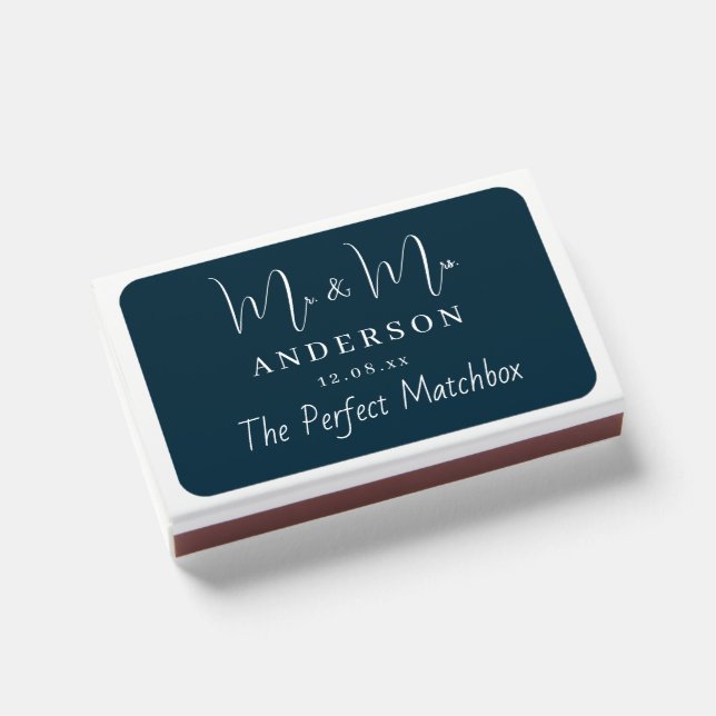 The perfect match Elegant wedding favors matchbox (Front Closed)