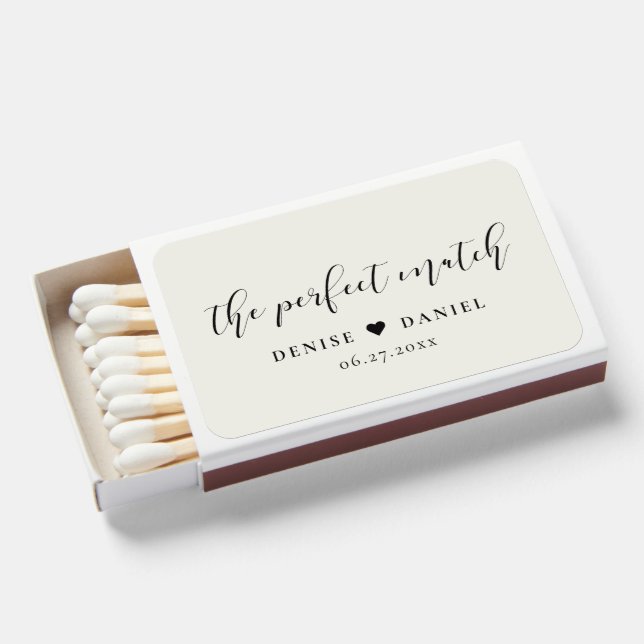 The perfect match Elegant wedding favors matchbox (Front Open)