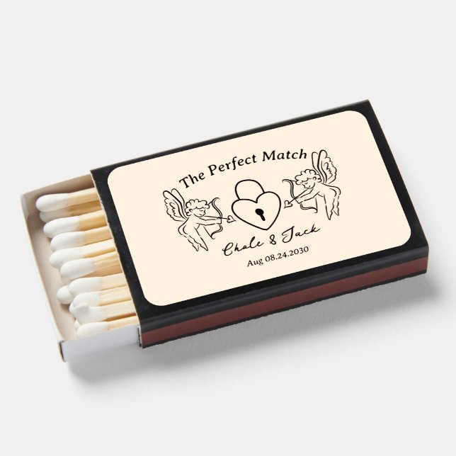 The perfect match Elegant wedding favors matchbox (Front Open)