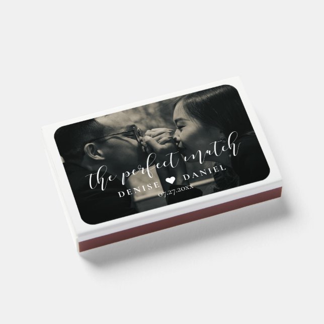 The perfect match Elegant wedding photo matchbox (Front Closed)