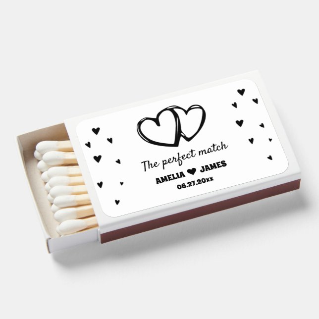 The Perfect Match Elegant White Wedding Favors (Front Open)