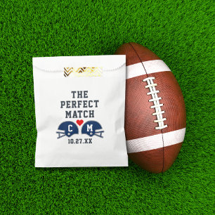 The Perfect Match Football Wedding Monogram Favor Bag