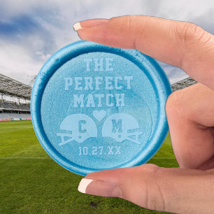 The Perfect Match Football Wedding Monogram Wax Seal Sticker