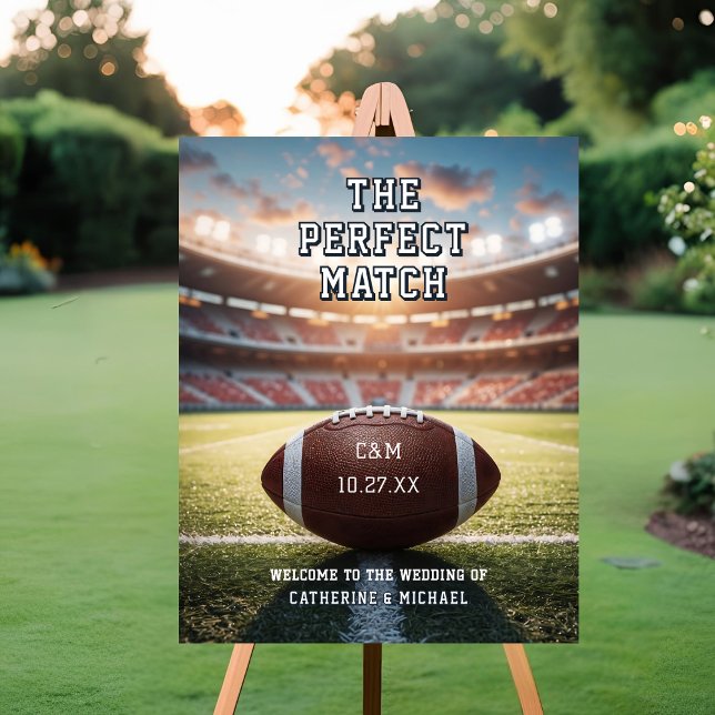 The Perfect Match Football Wedding Welcome Sign (Creator Uploaded)