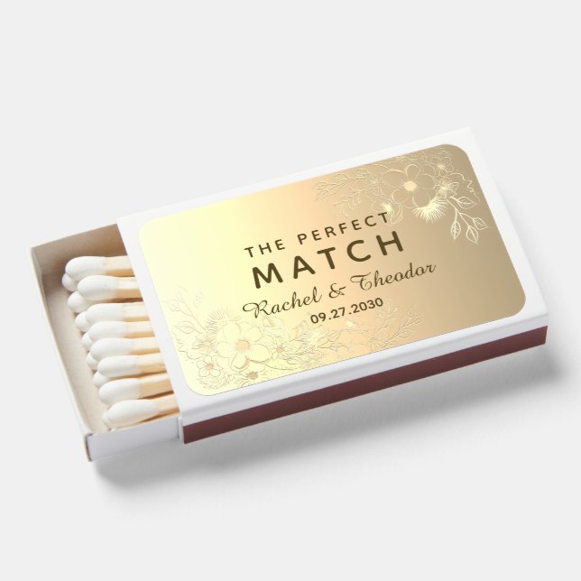 The Perfect Match Gold Wedding Favors (Front Open)