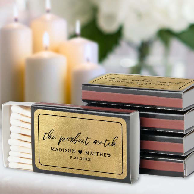 The Perfect Match Gold Wedding Matchbox Favors (The Perfect Match Gold Wedding Matchbox Favors)