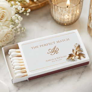 The Perfect Match Golden Botanical Matchbox Favors