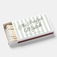 The Perfect Match Green Stripes Wedding Matchboxes