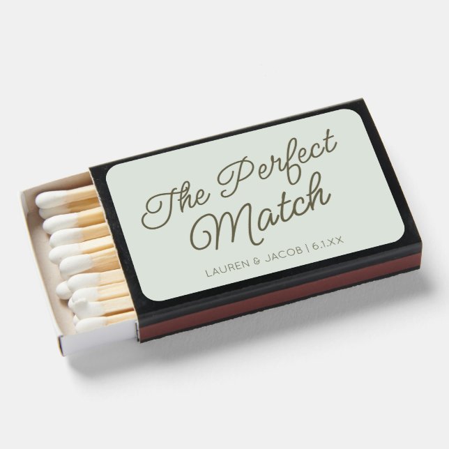 The Perfect Match Green Wedding Matchboxes (Front Open)