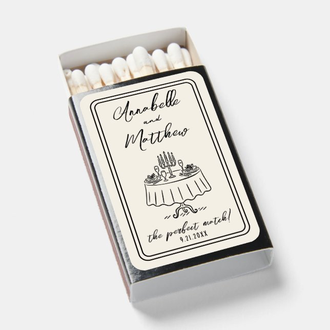 The Perfect Match Hand Drawn Wedding Favor (Front Open)