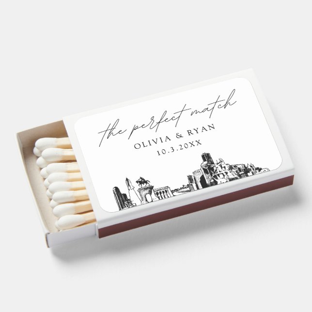 The Perfect Match Houston Matchbox Favors (Front Open)