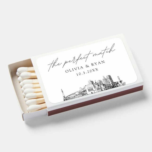 The Perfect Match Indianapolis Matchbox Favors (Front Open)