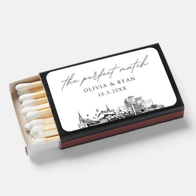 The Perfect Match Louisville Matchbox Favors (Front Open)
