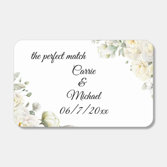 The perfect match, match box wedding favors (Front)