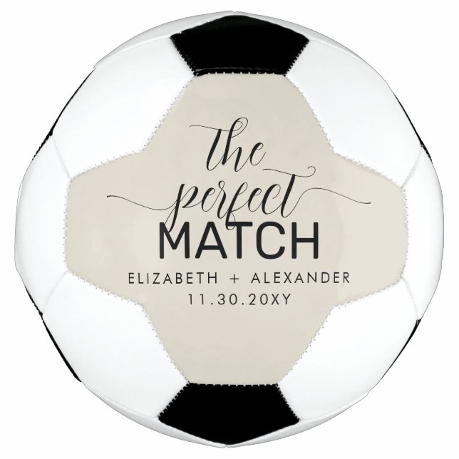 The Perfect Match Minimalist Modern Couple Soccer Ball (Front)