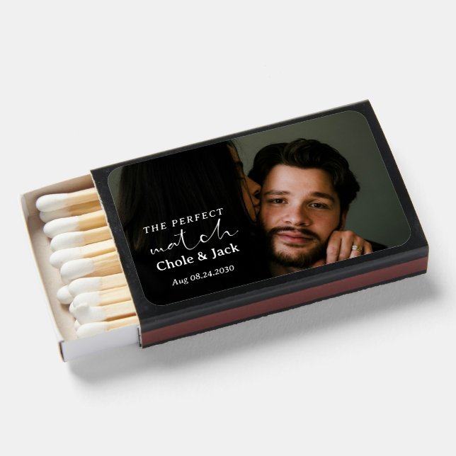 The Perfect Match minimalist wedding black  favor  (Front Open)