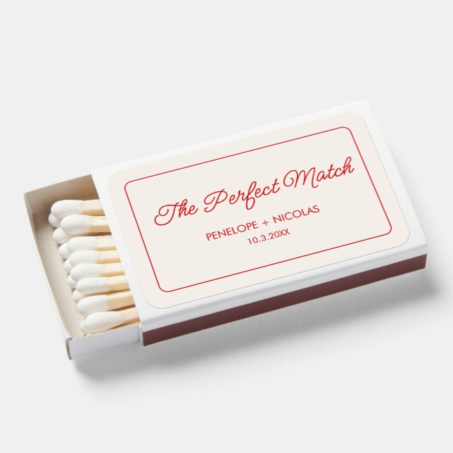 The Perfect Match Minimalist Wedding Favor Matches (Front Open)