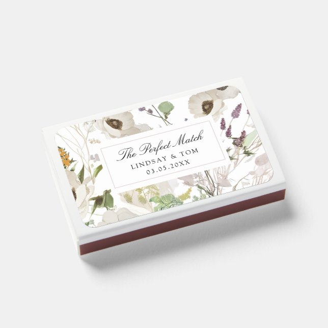 The Perfect Match! Modern Spring Wedding Matchboxes (Front Closed)