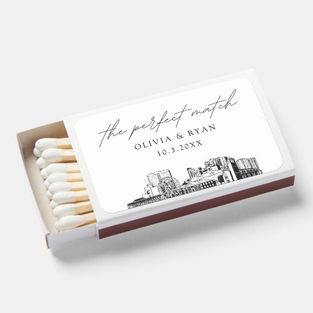 The Perfect Match Myrtle Beach Matchbox Favors (Front Open)