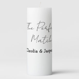 The perfect match name simple couple wedding pillar candle