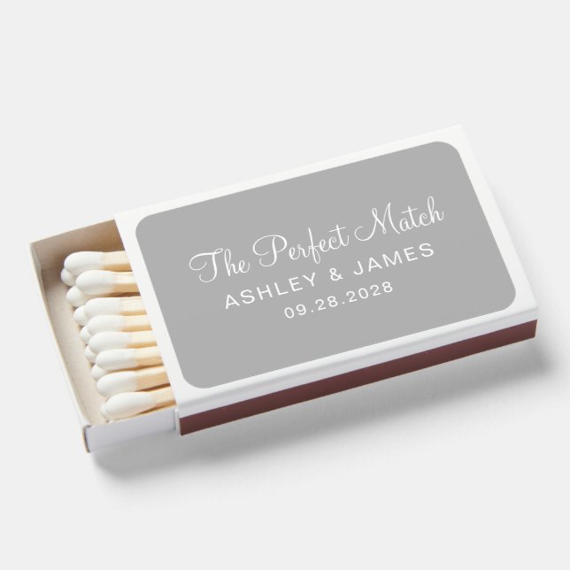 The Perfect Match Names Date Wedding Favor (Front Open)