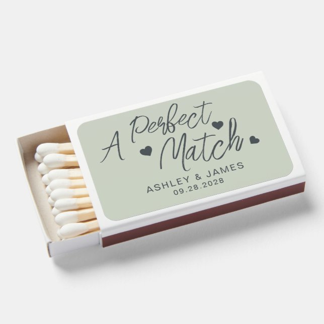 The Perfect Match Names Date Wedding Favor (Front Open)