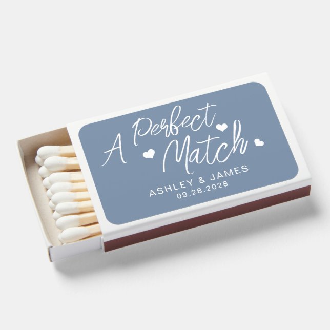 The Perfect Match Names Date Wedding Favor (Front Open)