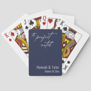 The Perfect Match Navy Blue Wedding Favors Poker Cards