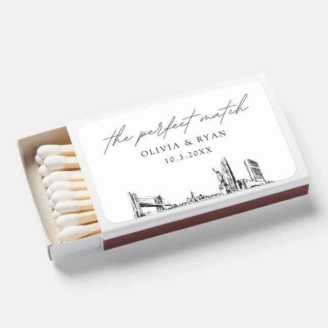 The Perfect Match New York Matchbox Favors (Front Open)