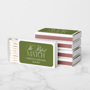 The Perfect Match Olive Green Wedding Matchbox