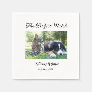the perfect match pets photo wedding date simple napkins