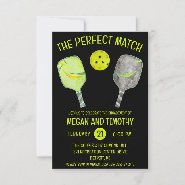 The Perfect Match! Pickleball Engagement Party Invitation (Front)