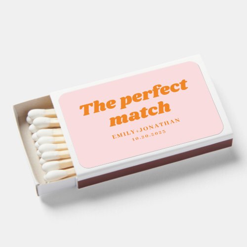 The Perfect Match Pink and Orange Wedding matchbox
