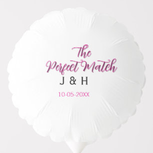 The perfect match pink black name date wedding cou balloon