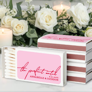 The Perfect Match Pink Red Wedding Matchbox Favor