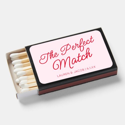 The Perfect Match Pink Red Wedding Matchboxes