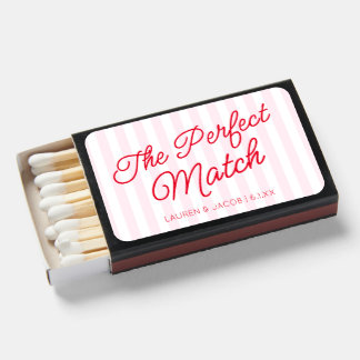 The Perfect Match Pink Red Wedding Matchboxes