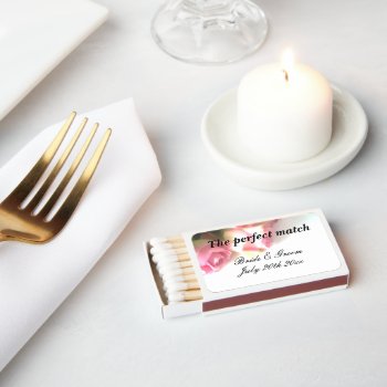 The Perfect Match Pink Rose Wedding Matchboxes by photoedit at Zazzle