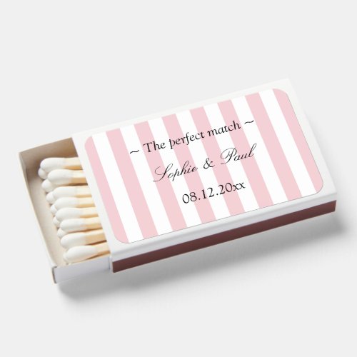 The perfect match Pink Stripes Wedding Matchboxes