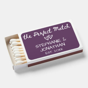 The Perfect Match Plum Cute Custom Wedding Matches