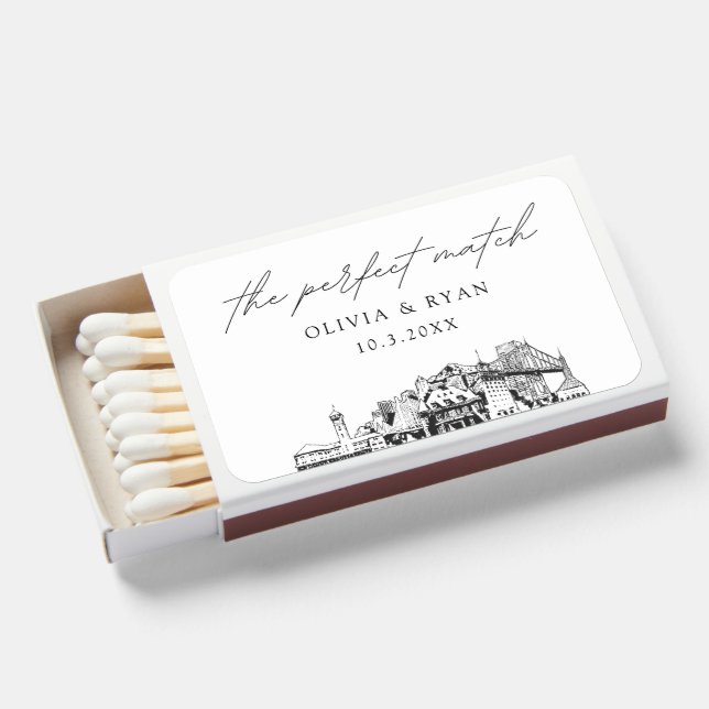 The Perfect Match Portland Matchbox Favors (Front Open)